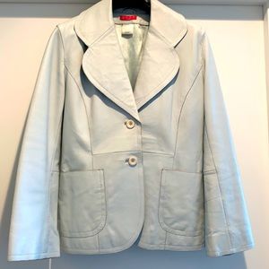 Vintage, Pale Blue, Leather Blazer